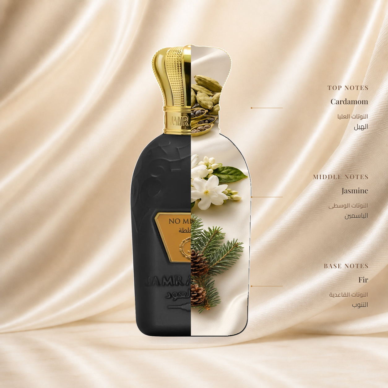 NO MISTAKE PERFUME | عطر ولا غلطة — Top: Cardamom; Heart: Jasmine; Base: Fir — الافتتاحية: الهيل؛ القلب: الياسمين؛ القاعدة: التنوب
