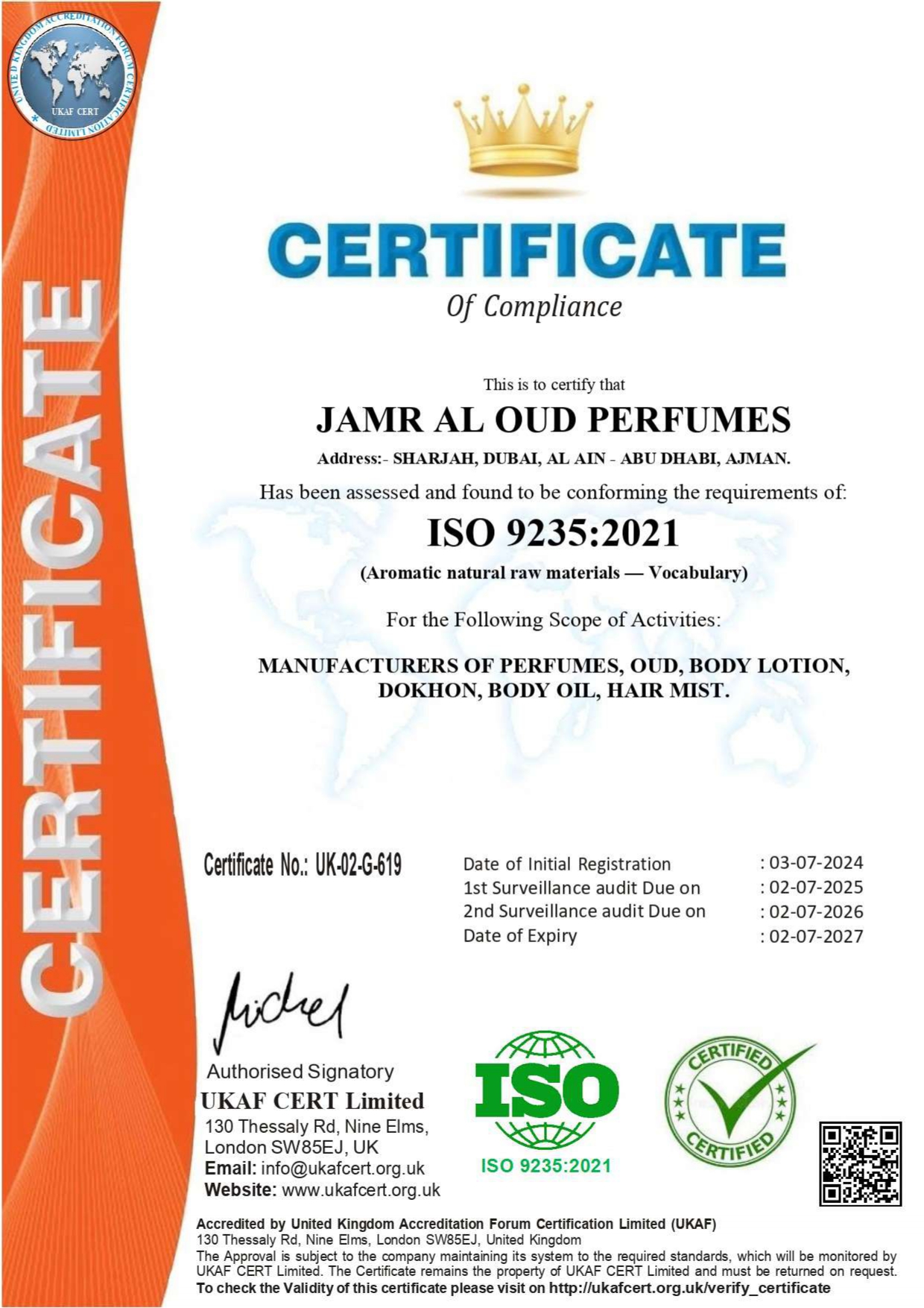 ISO 9235 OF UK JAMR AL OUD PERFUMES